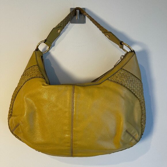 Yves Saint Laurent Rive Gauche Yellow/Green Leather Mombasa Shoulder BagPreowned - Picture 1 of 13